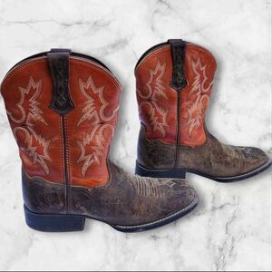 ARIAT Youth Cowgirl/Cowboy  Western Riding Boots Sz 4  # 10016227 Brown & Orange